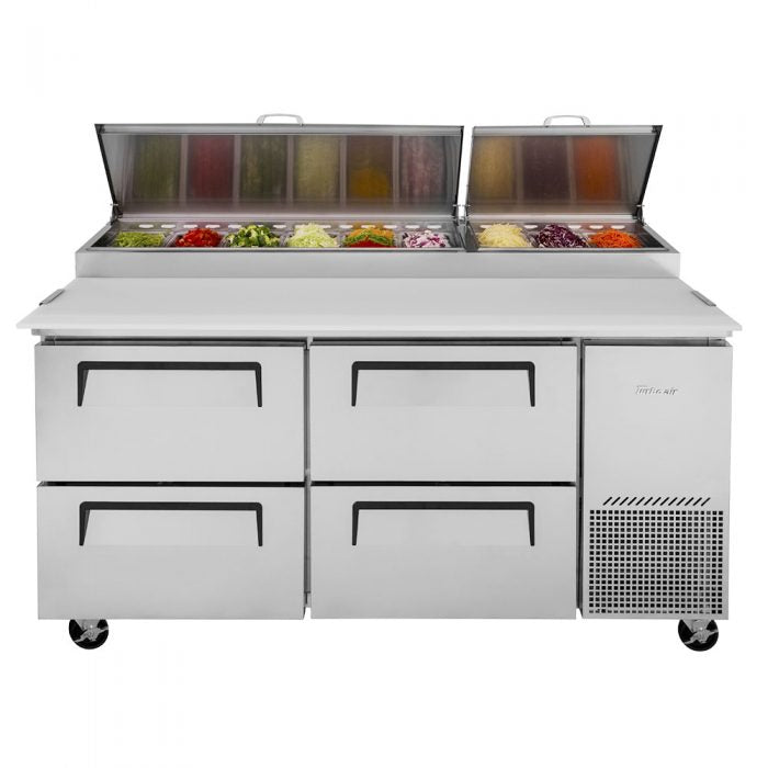 Turbo Air - TPR-67SD-D4-N, Commercial Super Deluxe pizza prep table, Two-section