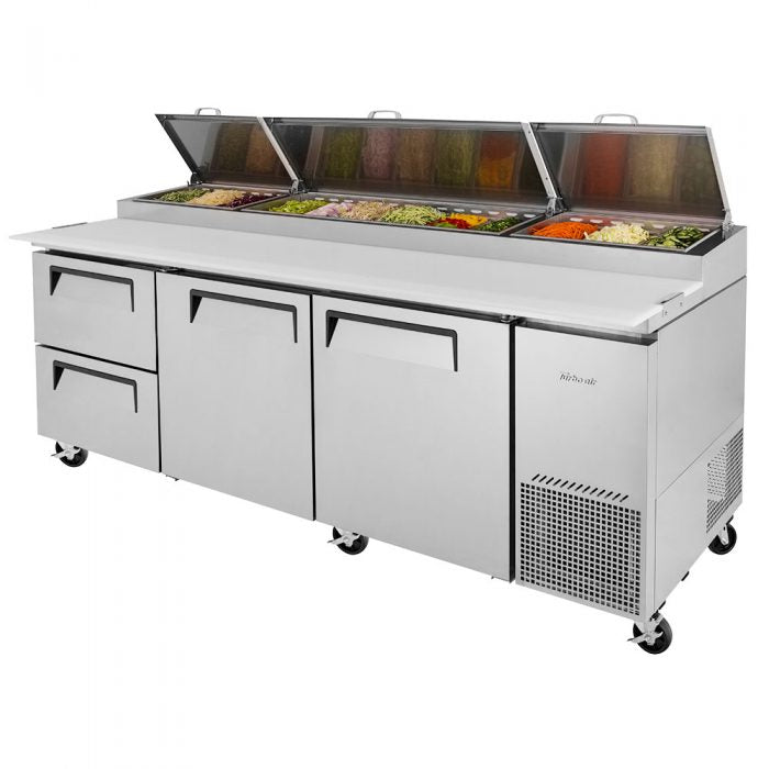 Turbo Air - TPR-93SD-D2-N, Commercial  Super Deluxe pizza prep table, Three-section