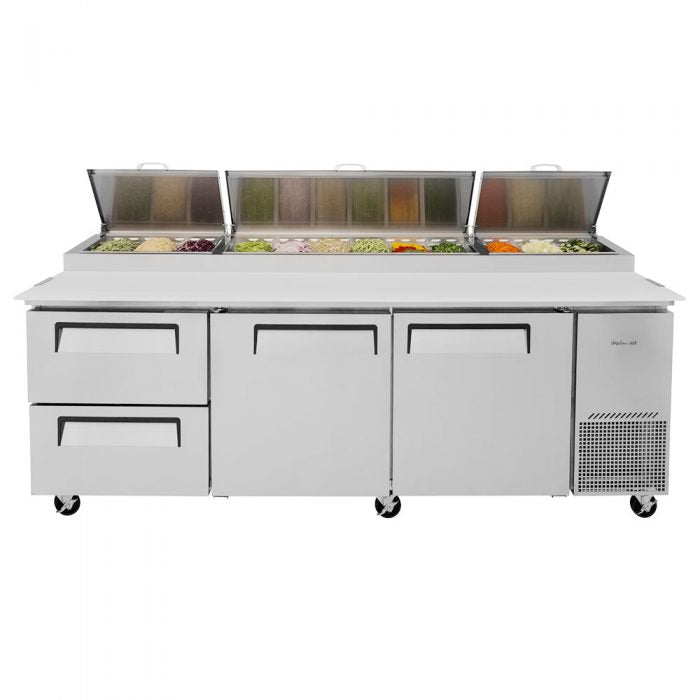 Turbo Air - TPR-93SD-D2-N, Commercial  Super Deluxe pizza prep table, Three-section