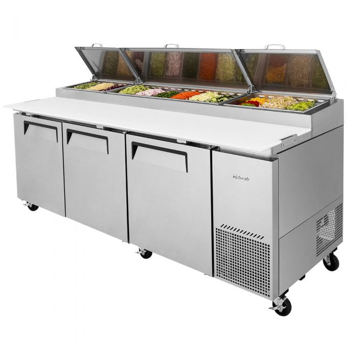 Turbo Air - TPR-93SD-N, Commercial Super Deluxe pizza prep table, Three-section