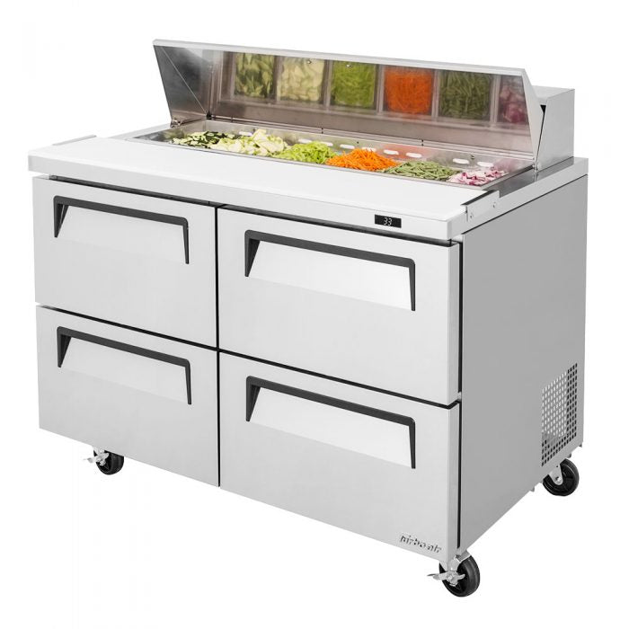 Turbo Air - TST-48SD-D4-N, Commercial Super Deluxe Sandwich Salad Unit Mega Top Two-section 12 cu. ft