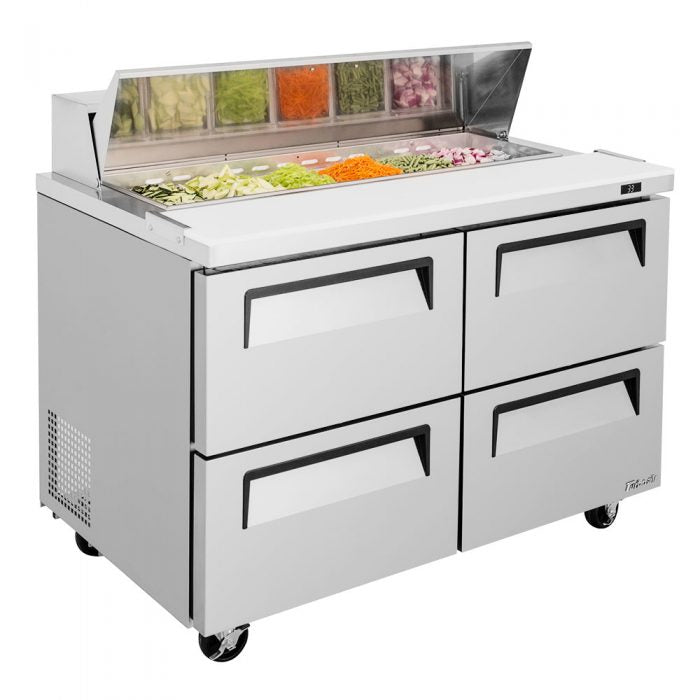 Turbo Air - TST-48SD-D4-N, Commercial Super Deluxe Sandwich Salad Unit Mega Top Two-section 12 cu. ft