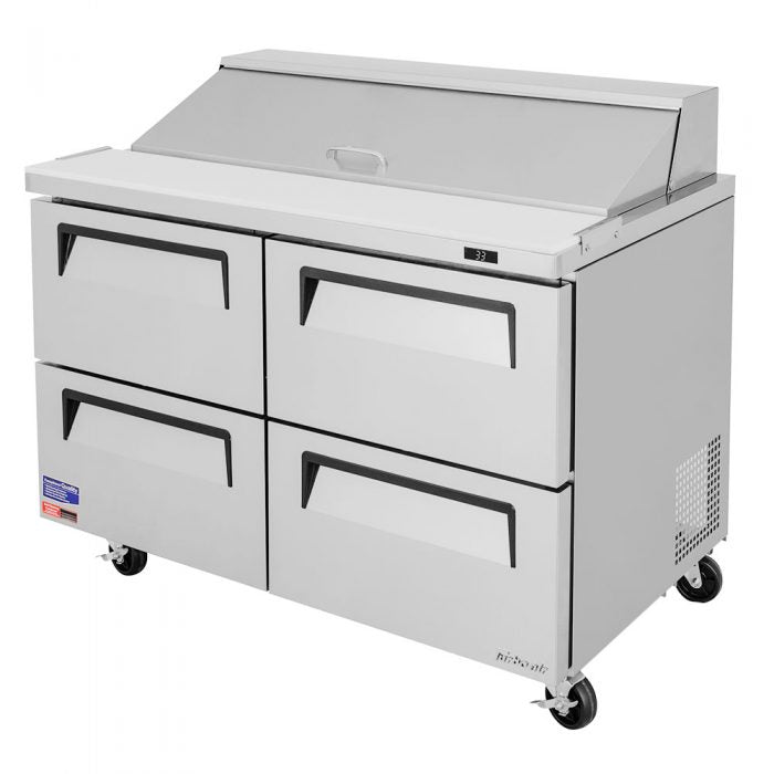 Turbo Air - TST-48SD-D4-N, Commercial Super Deluxe Sandwich Salad Unit Mega Top Two-section 12 cu. ft