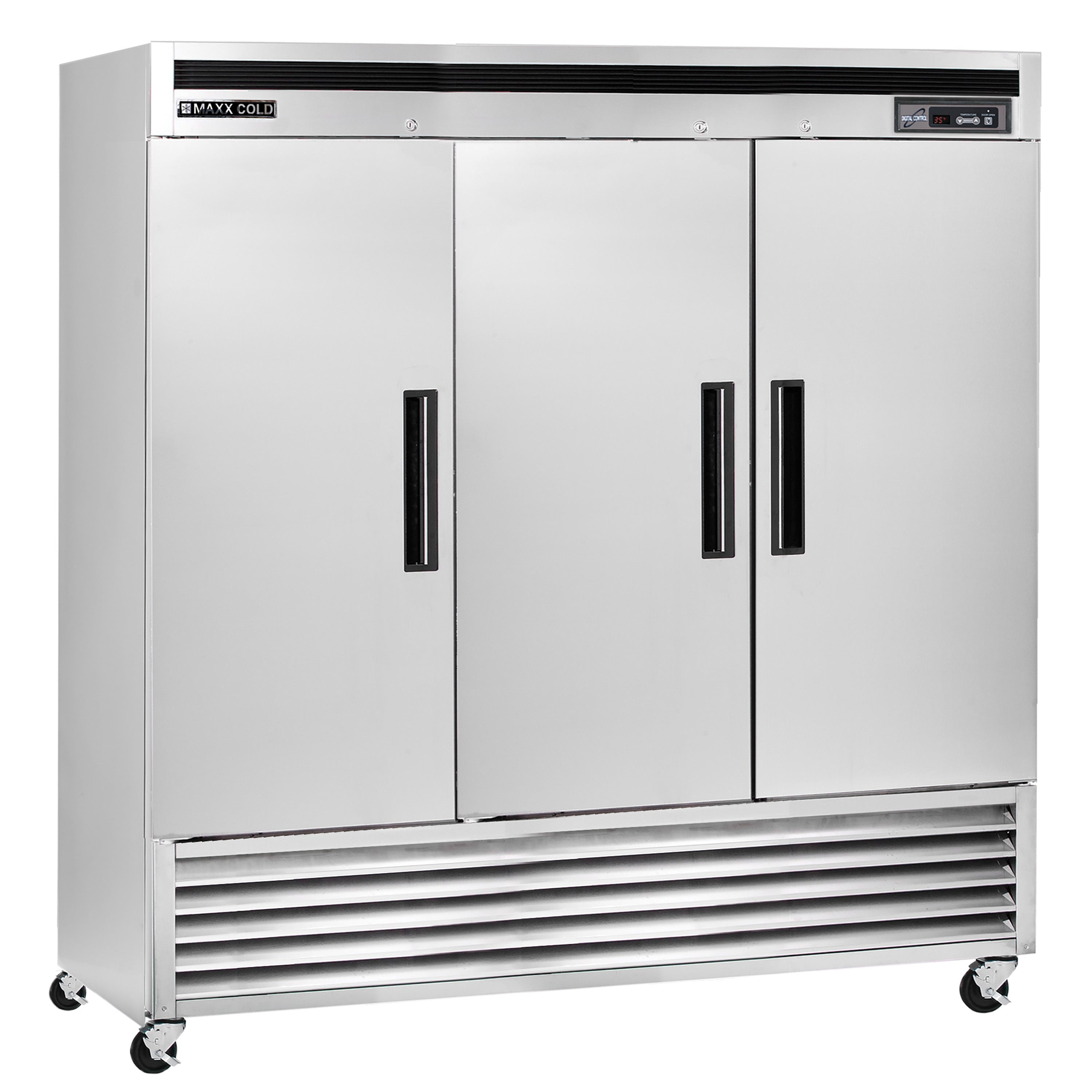 Maxx Cold - MCF-72FDHC Triple Door Reach-In Freezer, Bottom Mount, 81"W, 72 cu. ft. Storage Capacity, Energy Star Rated, in Stainless Steel