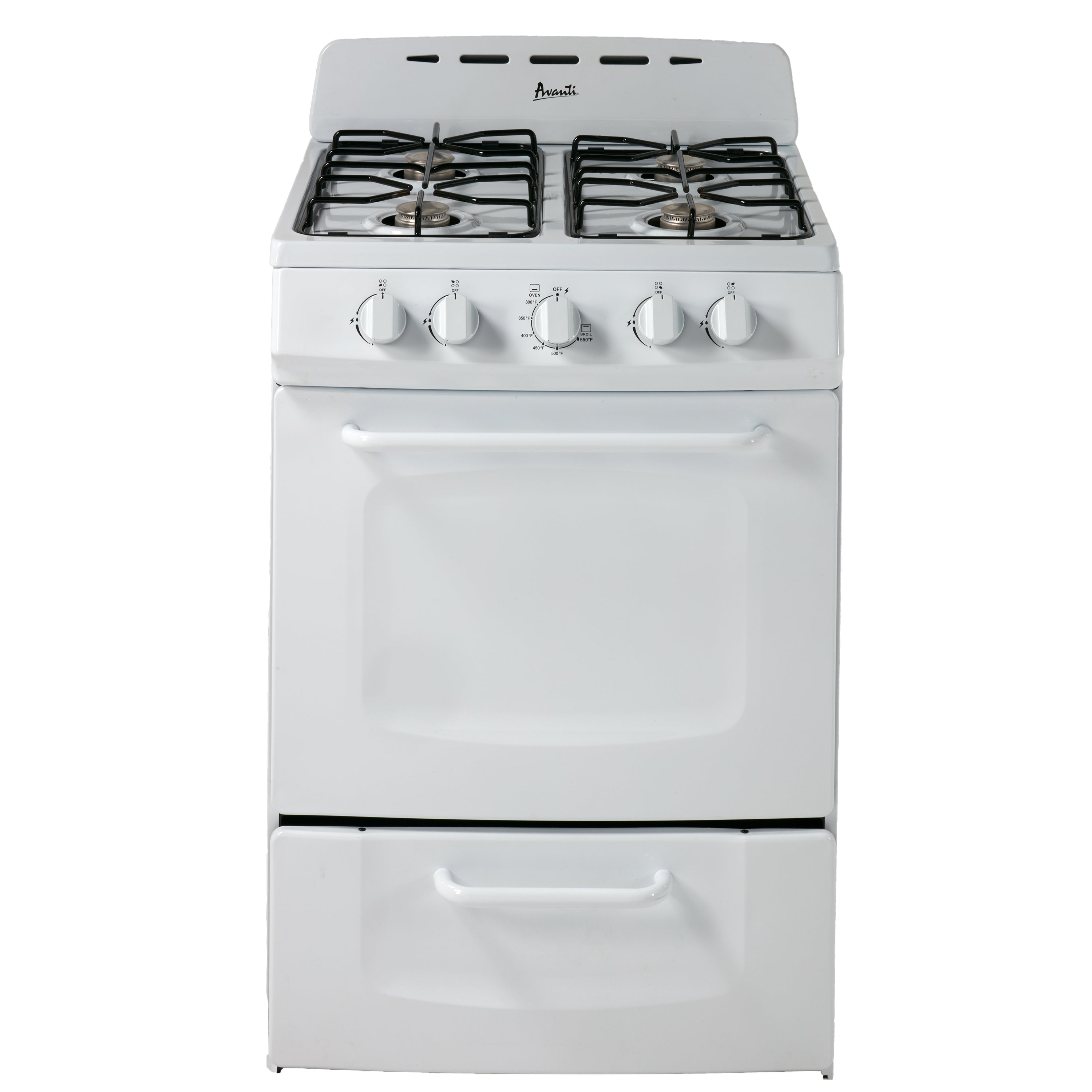 Avanti - GRO24P0W, Avanti 24" Gas Range Oven with Solid Metal Door, in White