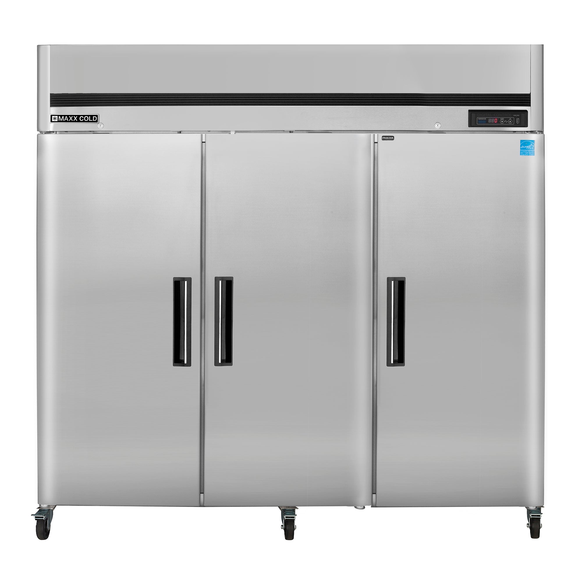 Maxx Cold - MCFT-72FDHC Triple Door Reach-In Freezer, Top Mount, 81"W, 72 cu. ft. Storage Capacity, Energy Star Rated, in Stainless Steel