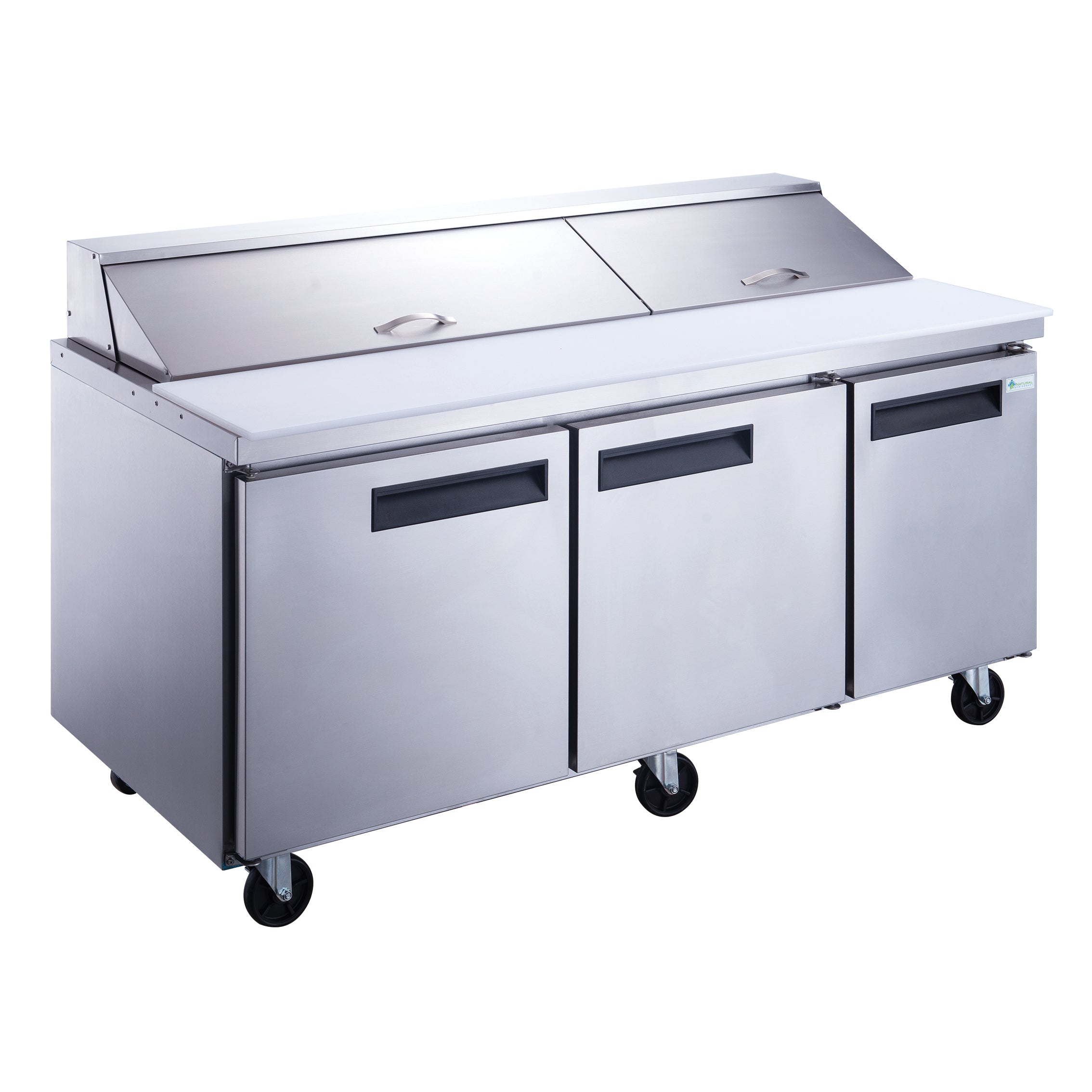 Dukers - DSP72-18-S3 3-Door Commercial Food Prep Table Refrigerator in Stainless Steel