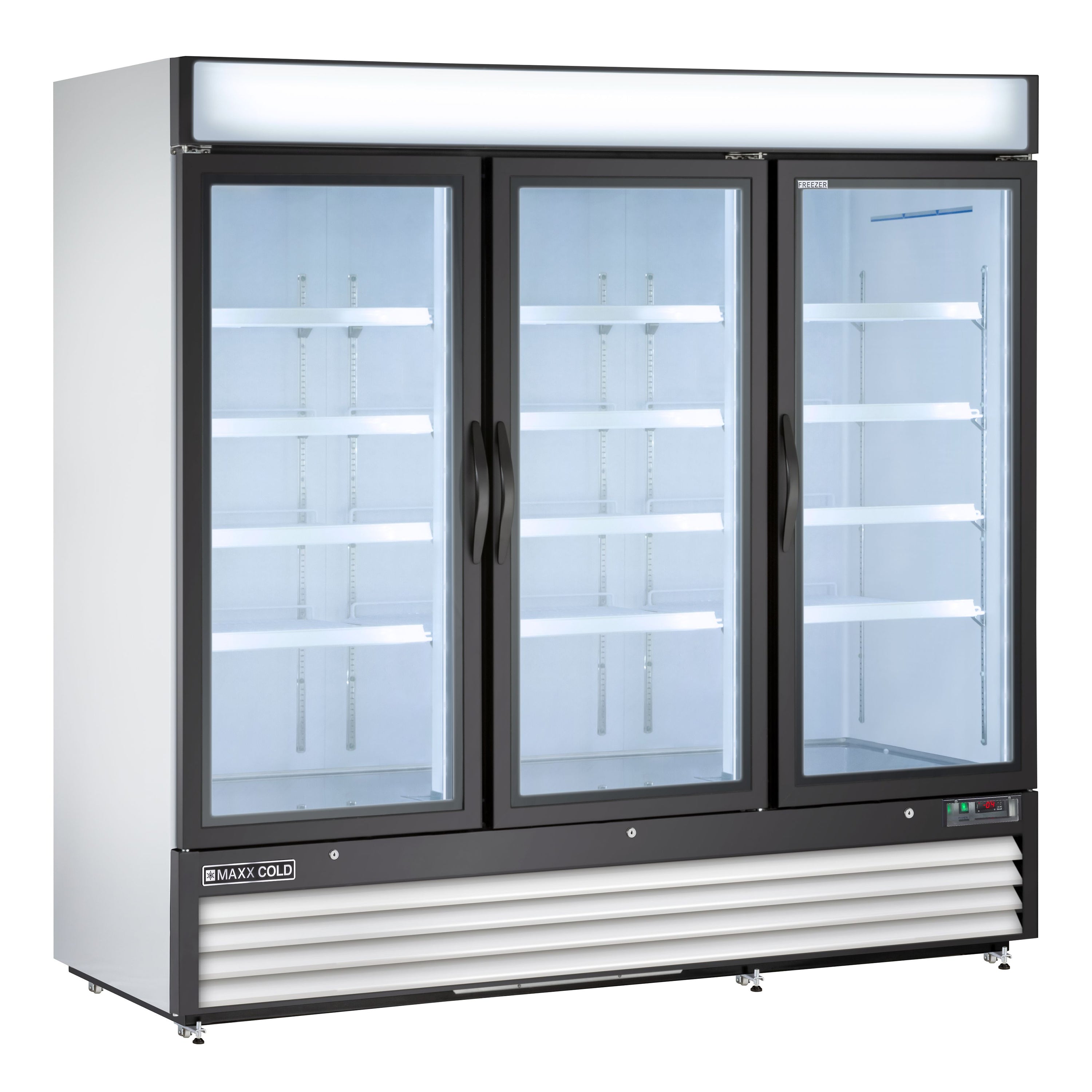 Maxx Cold - MXM3-72FHC Triple Glass Door Merchandiser Freezer, Free Standing, 81"W, 72 cu. ft. Storage Capacity, in White