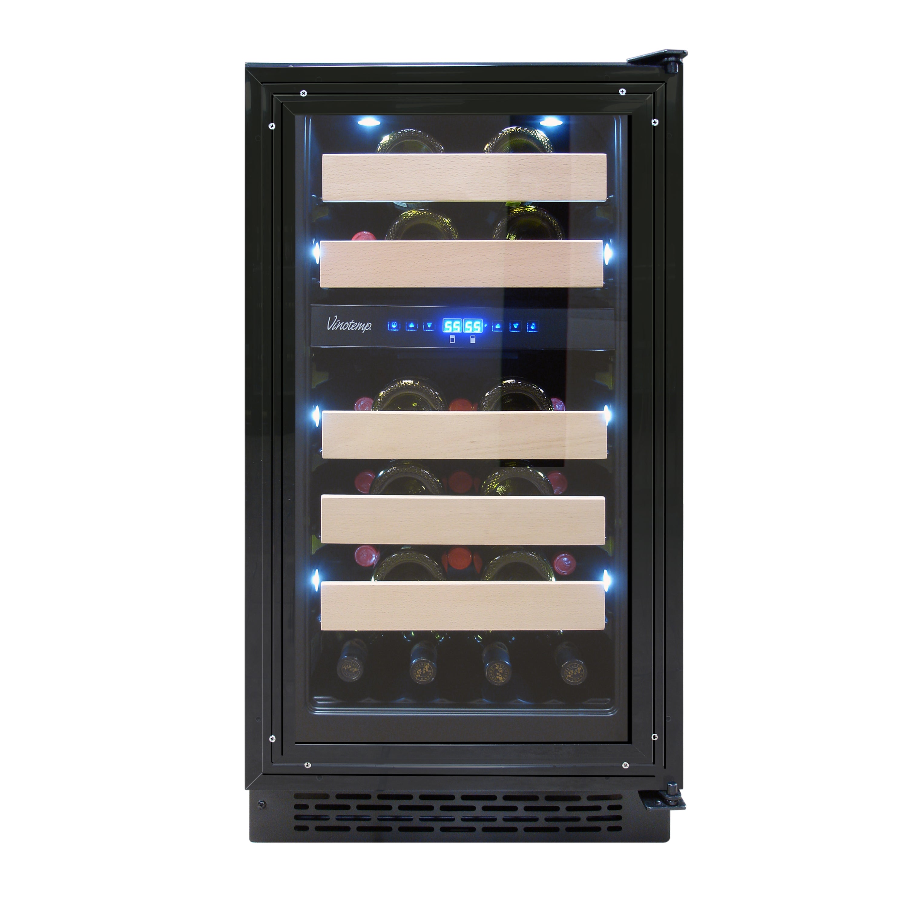 Vinotemp - VT-18PR28, Vinotemp Private Reserve Series Panel Ready Dual-Zone 18" Wine Cooler, 32 Bottle Capacity, in Black