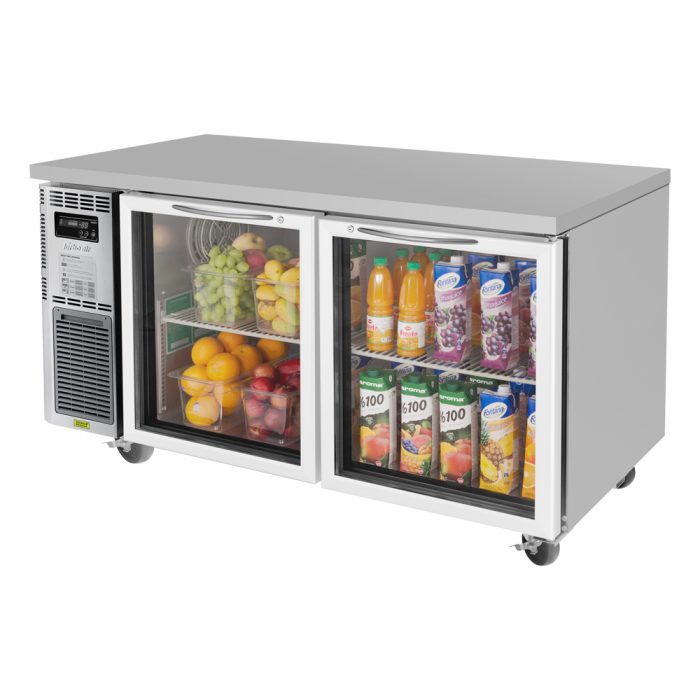 Turbo Air - JUR-60-G-N, 2 Glass Doors Undercounter Refrigerator, Side Mount