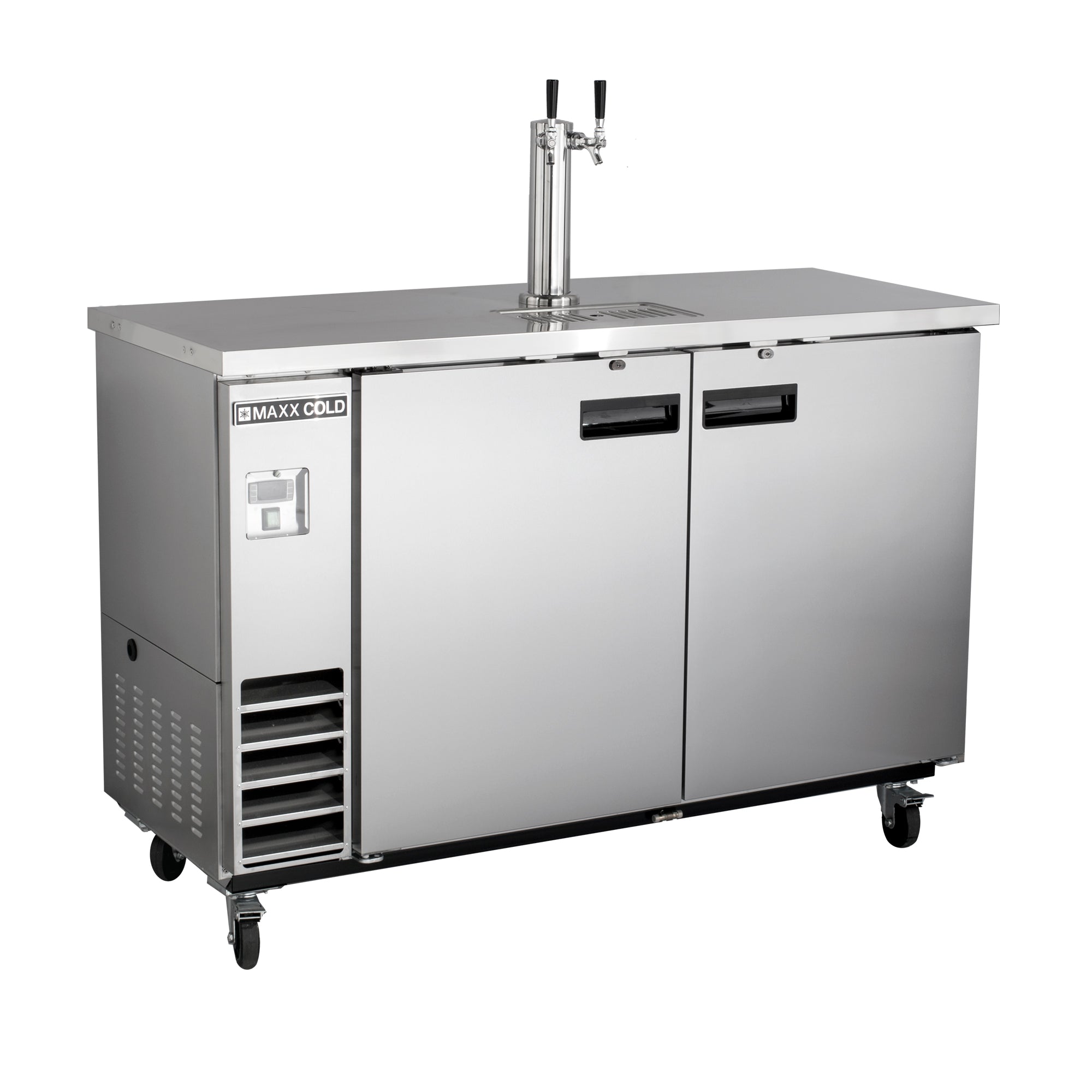 Maxx Cold - MXBD60-1SHC Single Tower, 2 Tap Beer Dispenser, 61"W, 14.2 cu. ft., 2 Barrels/Kegs (402L) Storage Capacity, in Stainless Steel