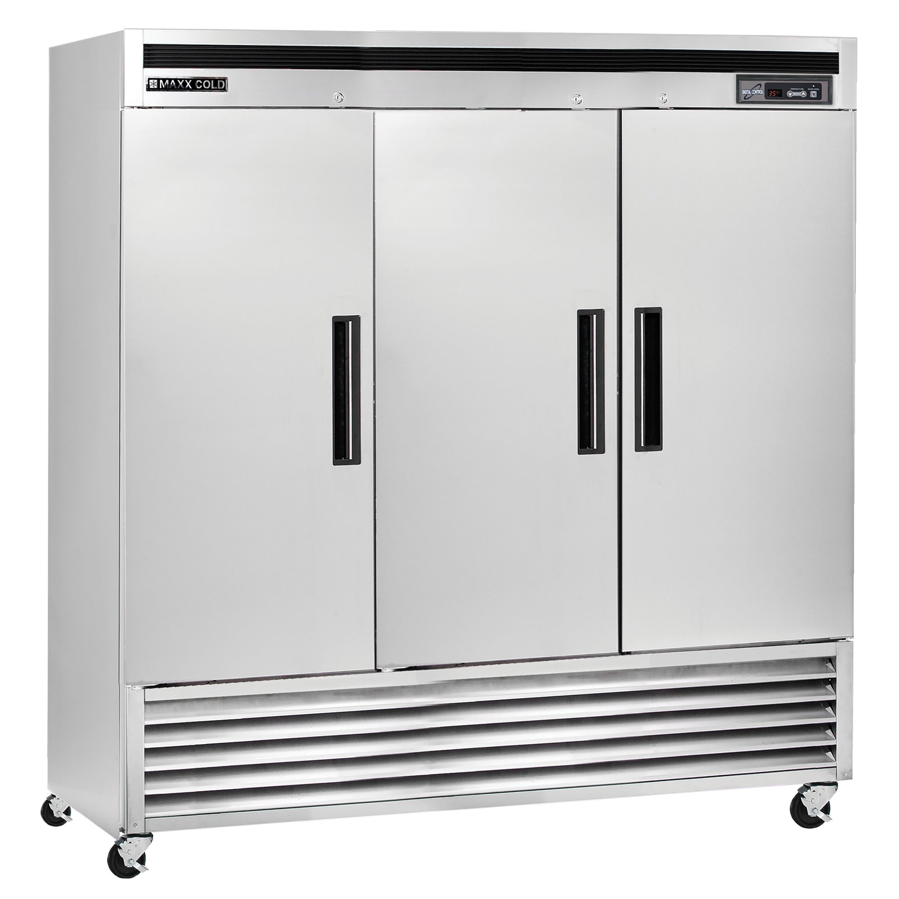 Maxx Cold - MCR-72FDHC Triple Door Reach-In Refrigerator, Bottom Mount, 81"W, 72 cu. ft. Storage Capacity, Energy Star Rated, in Stainless Steel