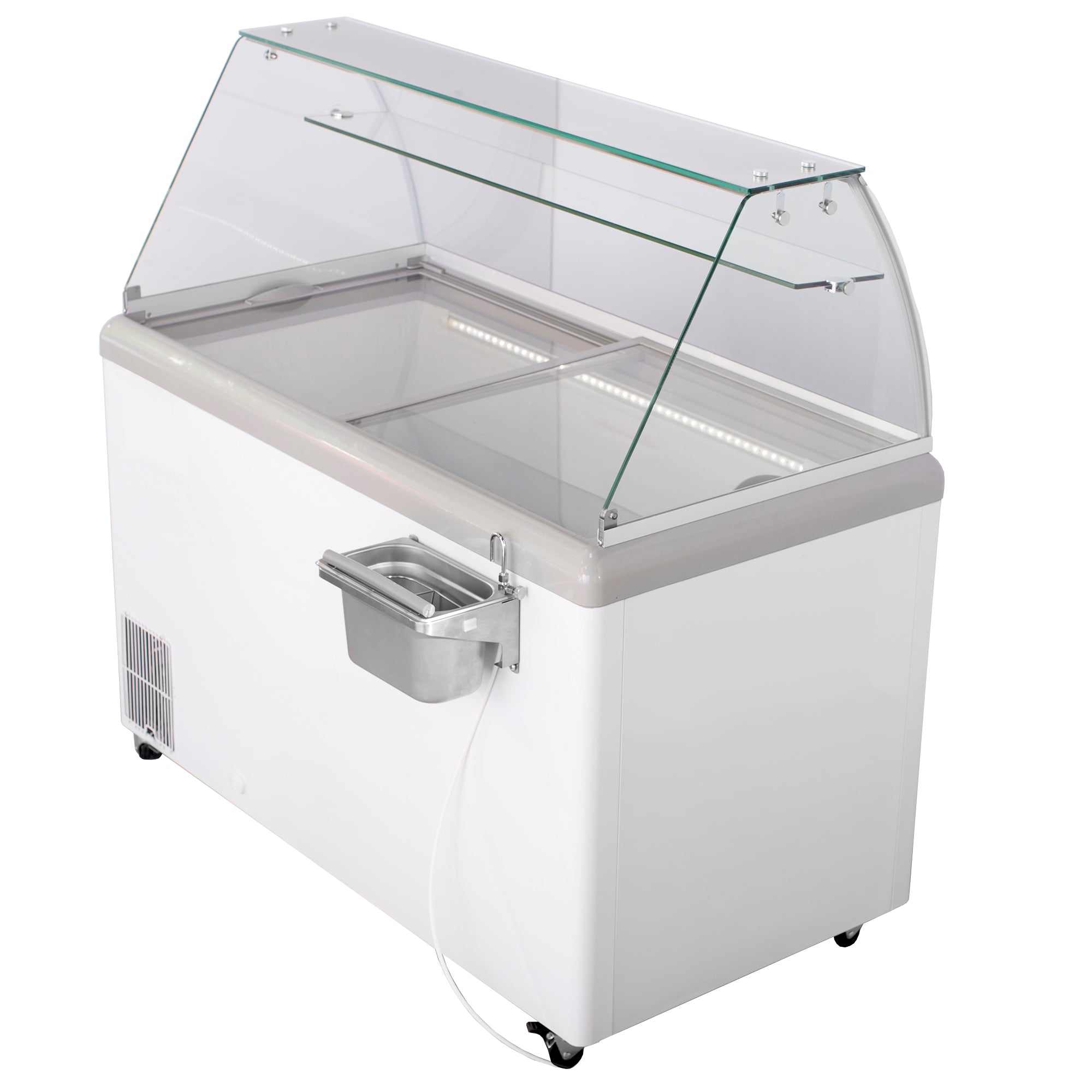 Maxx Cold - MXDC-8 Curved Glass Ice Cream Dipping Cabinet Freezer, 52"W, 13.8 cu. ft. Storage Capacity, Holds up to (14) Flavor Tubs, in White