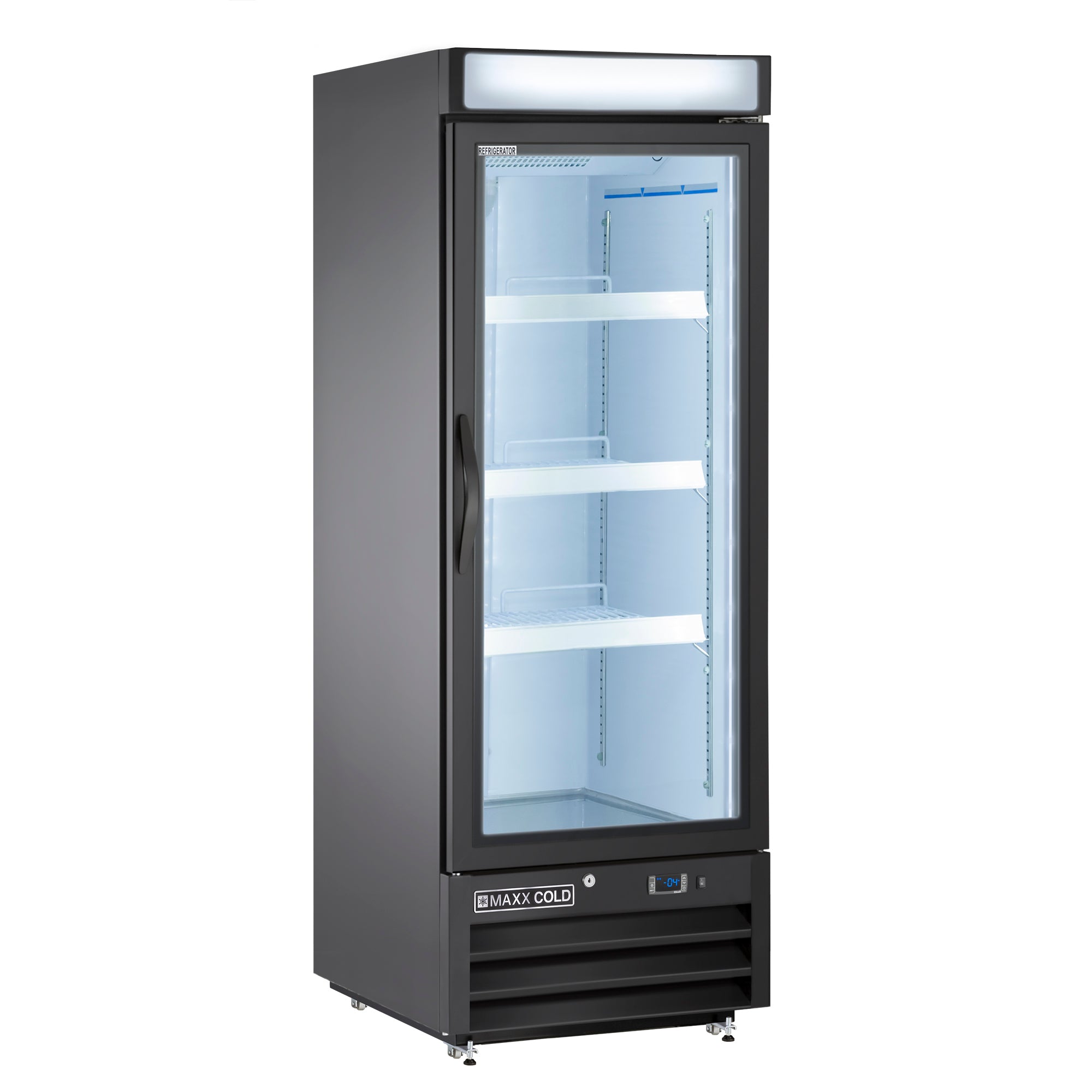 Maxx Cold - MXM1-16FBHC Single Glass Door Merchandiser Freezer, Free Standing, 25"W, 16 cu. ft. Storage Capacity, in Black