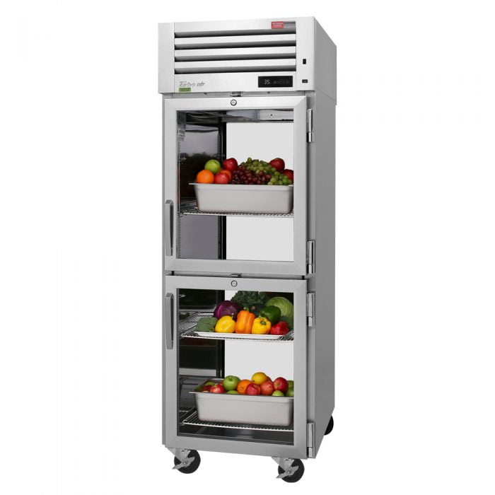 Turbo Air - PRO-26-2R-G-PT-N, Commercial 28" Pass Thru Refrigerator PRO Series 4 Glass Half Doors 27.52 cu.ft