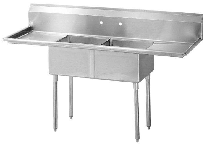 Green World  - TSB-2-D2 24" 2 Tub Sink