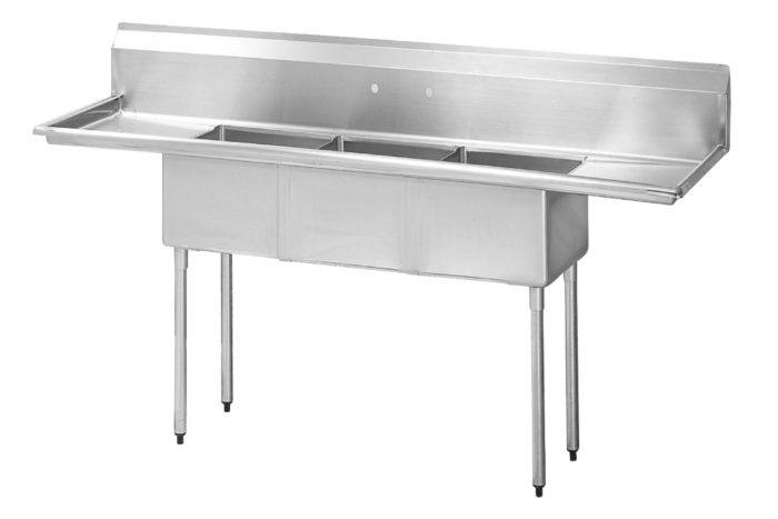 Green World  - TSA-3-12-D1 18" 3 Tub Sink