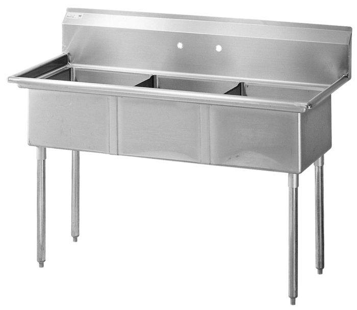 Green World  - TSA-3-14-N 18" Three Compartment Sink with adjustable ABS feet