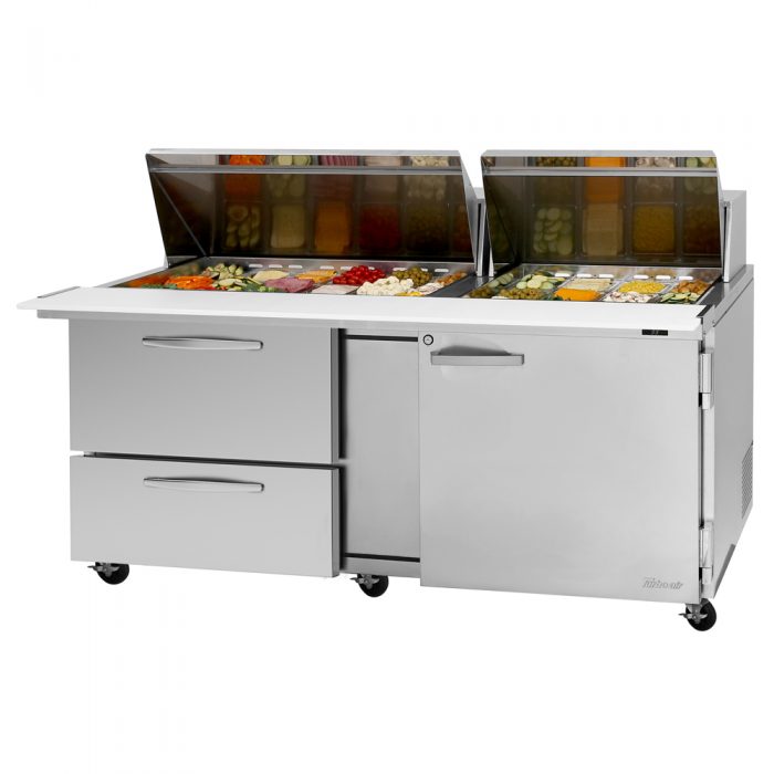 Turbo Air - PST-72-30-D2R-N, Commercial PRO Series Mega Top Sandwich/Salad Prep Table, Drawers, two-section