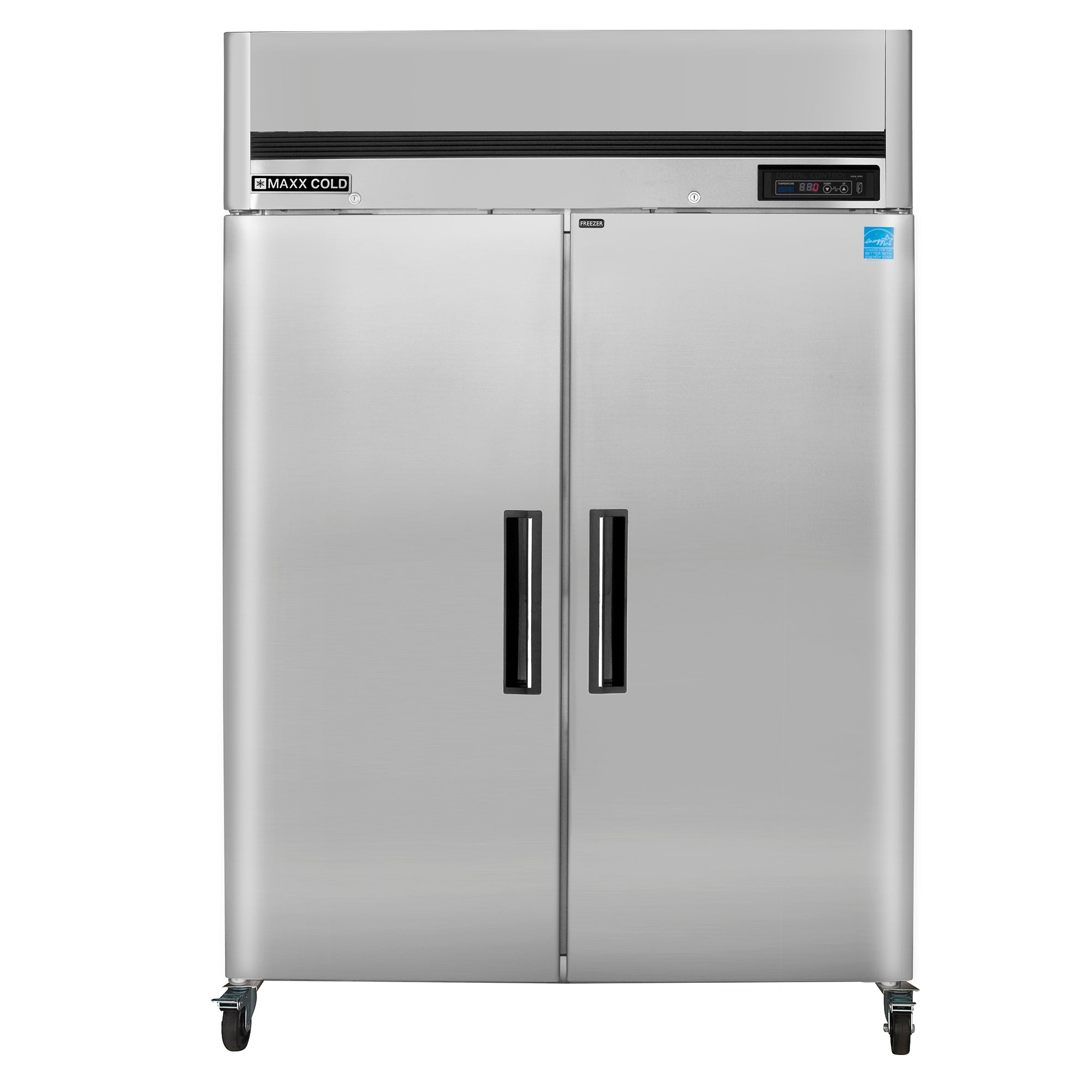 Maxx Cold - MCFT-49FDHC Double Door Reach-In Freezer, Top Mount, 54"W, 49 cu. ft. Storage Capacity, Energy Star Rated, in Stainless Steel